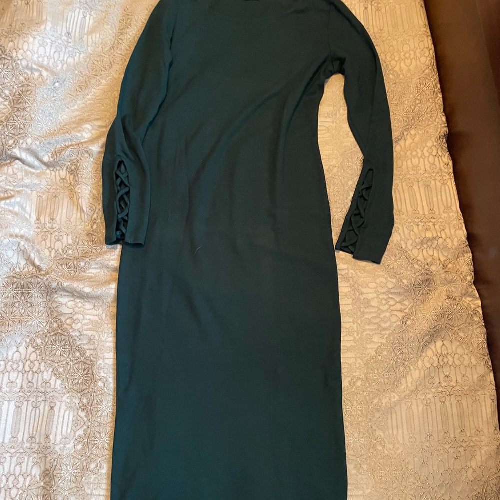 Bershka Teal Long Sleeve Dress